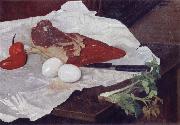 Felix Vallotton Still life with Meat and eggs Sweden oil painting artist